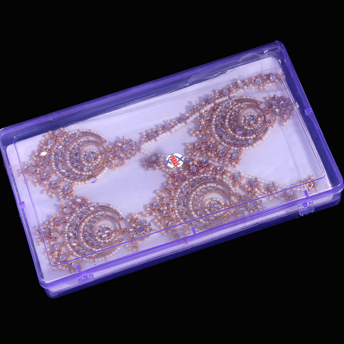 Gold Color Kundan Mirror Necklace Set