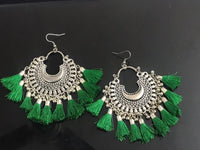 Tribal Design Fusion Chandbali Shaped Green Tassel Light
