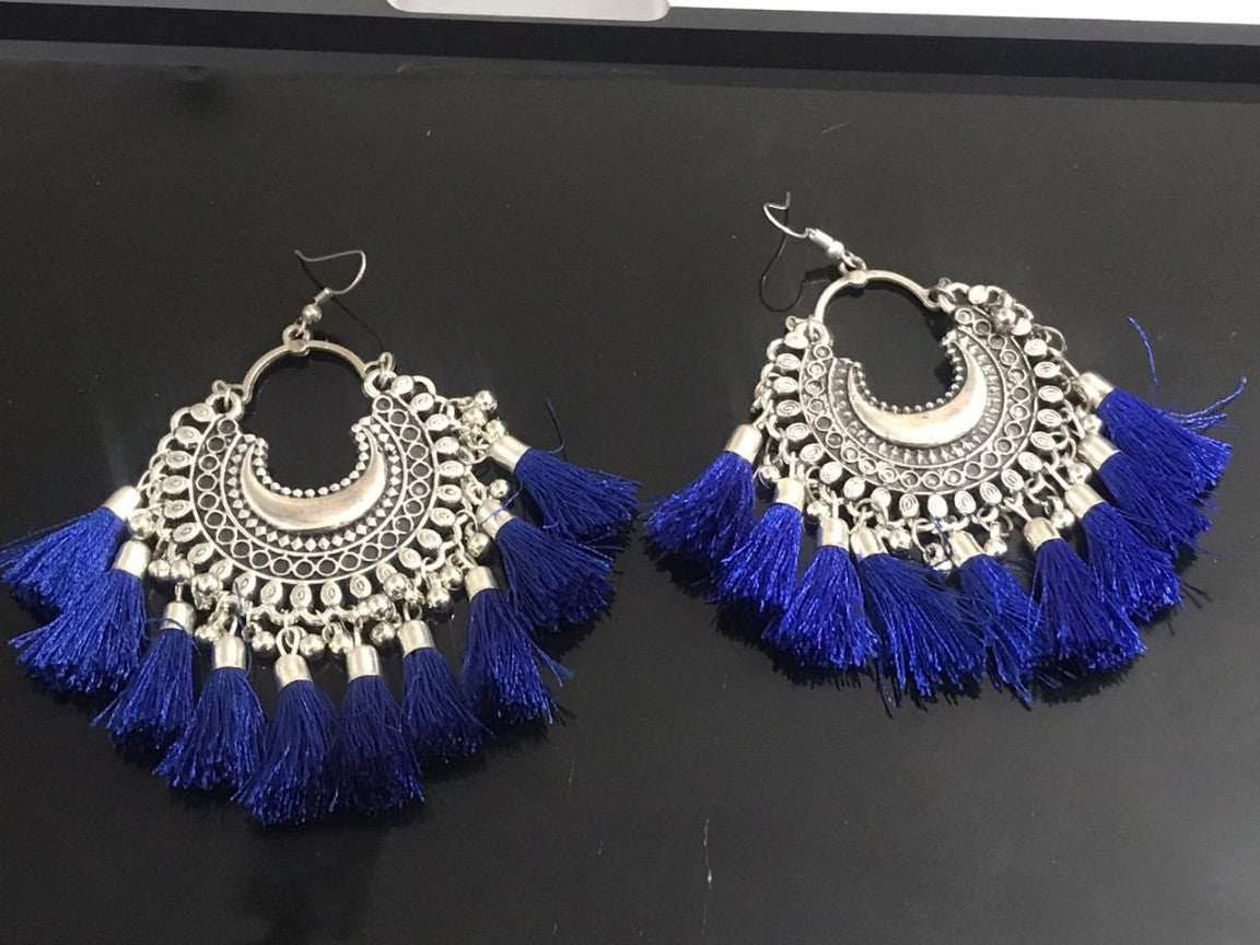 Tribal Design Fusion Chandbali Shaped Green Tassel Light
