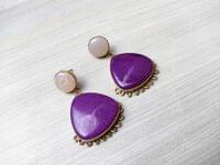 Stylish Fashionable Gold Plated Raisin Triangle Shaped Earring