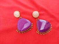 Stylish Fashionable Gold Plated Raisin Triangle Shaped Earring