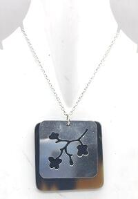 Brass and Ebony Square Shape Long Chain Necklace