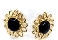 Brass Handmade Resin Stone Work Flower Design Stud Earring