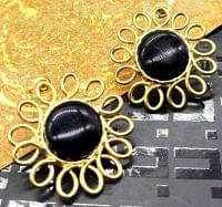 Brass Handmade Resin Stone Work Flower Design Stud Earring