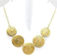 Brass Handmade Fiver Circle Long Chain Necklace