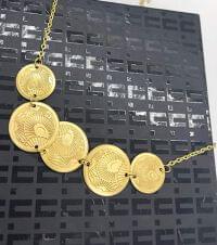 Brass Handmade Fiver Circle Long Chain Necklace