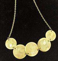 Brass Handmade Fiver Circle Long Chain Necklace