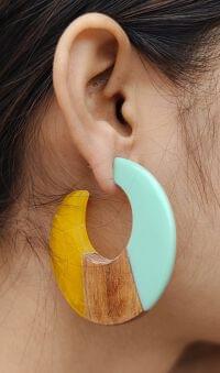 Resin Work Bali Hoop Earring