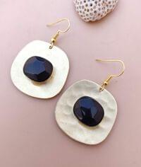 Brass Handmade Gold plated Designer Earring With Black Bead