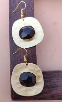 Brass Handmade Gold plated Designer Earring With Black Bead