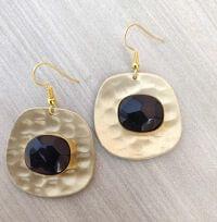 Brass Handmade Gold plated Designer Earring With Black Bead