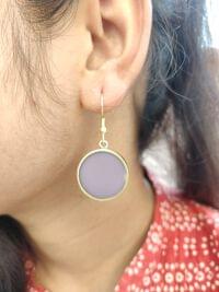 Minimalist Purple Round Dangle Earrings