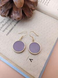Minimalist Purple Round Dangle Earrings