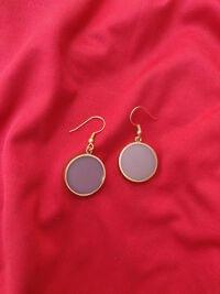 Minimalist Purple Round Dangle Earrings