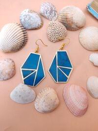 Blue Resin Stone Brass Handmade Earring