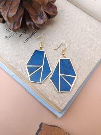 Blue Resin Stone Brass Handmade Earring