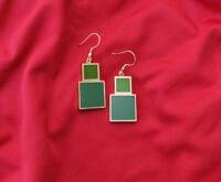 Green Resin Stone Work 2 Layer Light Weight Earring