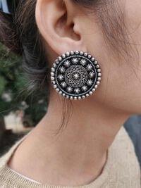 Premium Quality Oxidized Silver Light weight Stud Earring