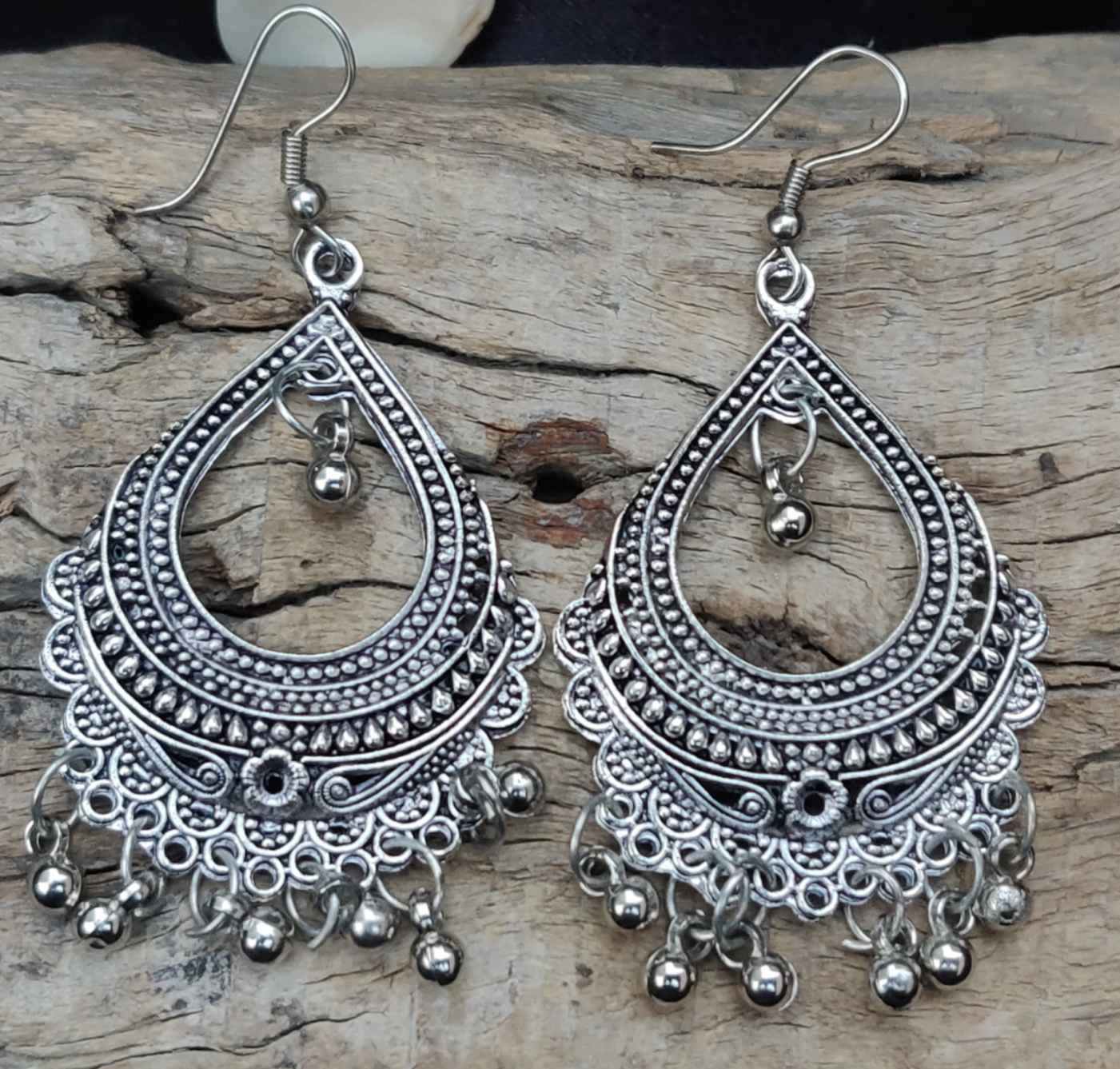 Oxidized Afghani Earrings