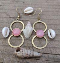Contemporary Brass Handmade Resin Stone Light Weight Earring