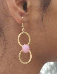 Contemporary Brass Handmade Resin Stone Light Weight Earring