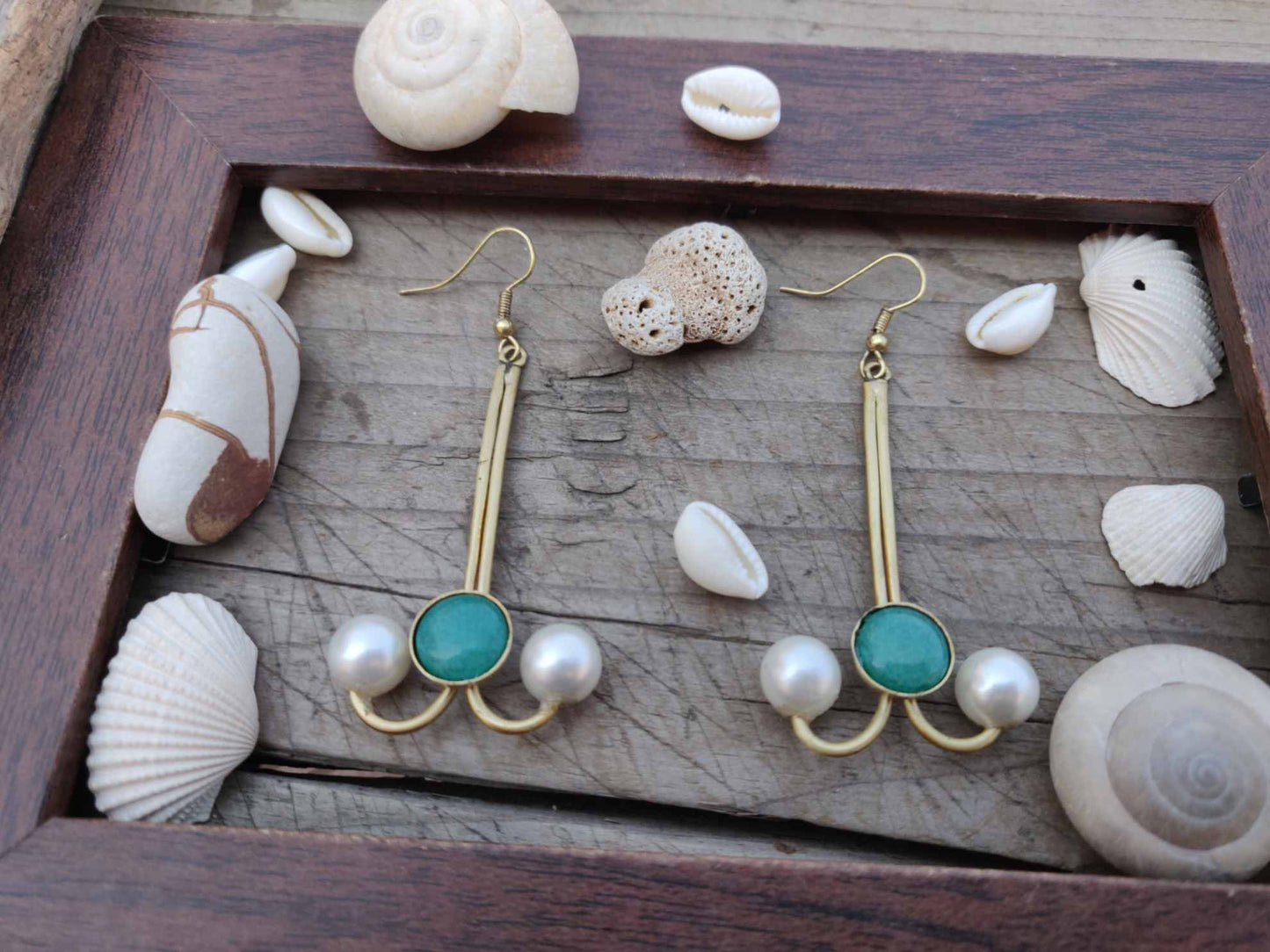 Resin Stone Work Brass Handmade Earring