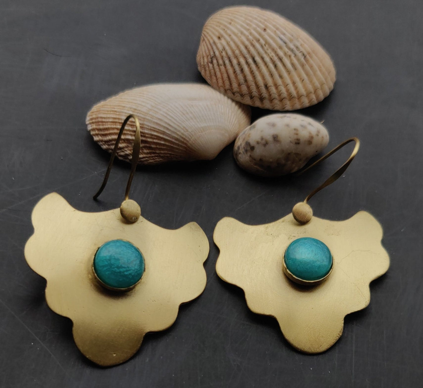 Handmade Golden Brass Hook Earring
