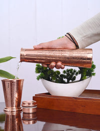SAINORA MINAR Pure Copper Bottle -Mirror Etching 700 ml Bottle (Pack of 1, Copper, water bottle)