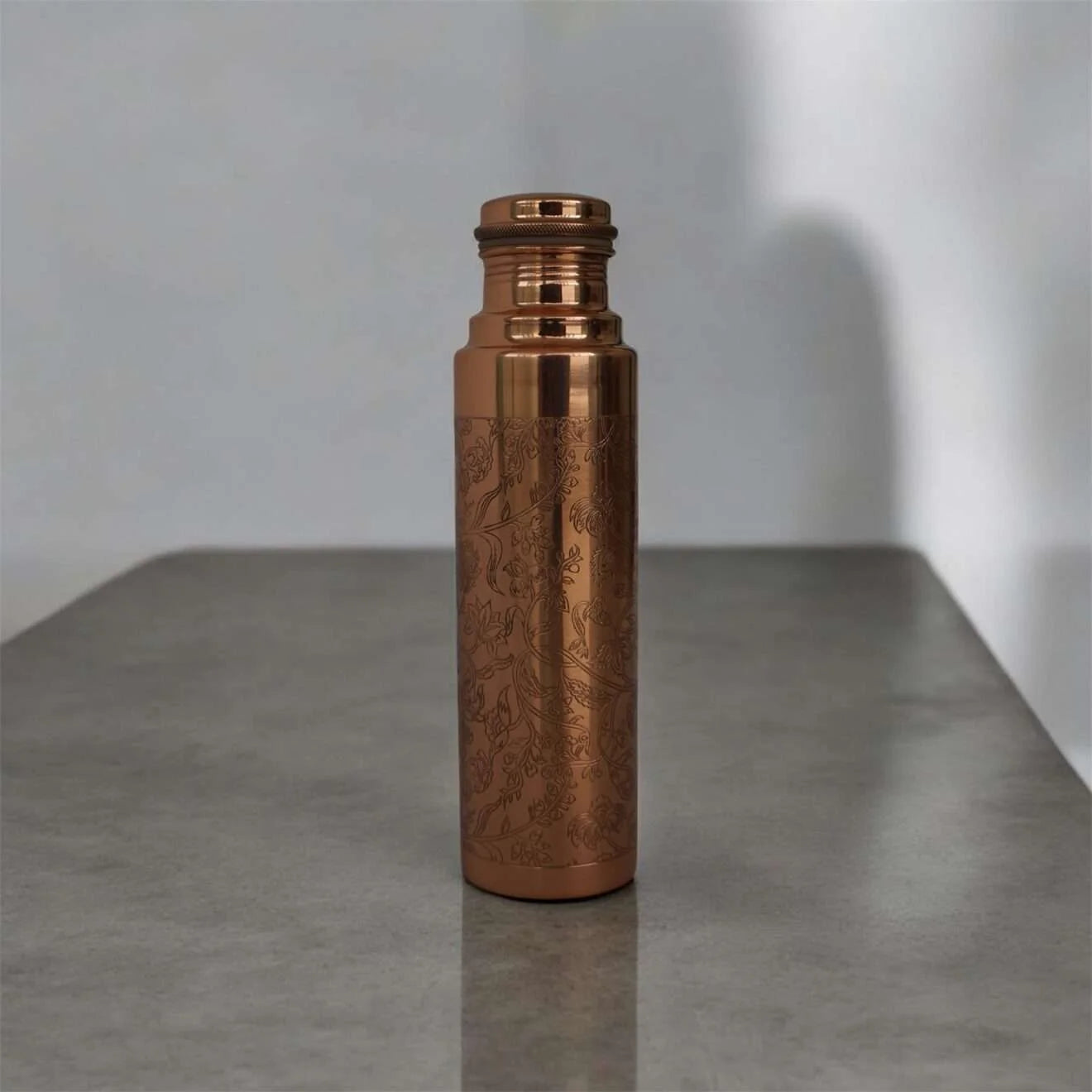 SAINORA Mirror Etching Pure Copper Bottle | Anti Oxidant Properties | Tamba Bottle | Drinkware | Capacity- 950ml