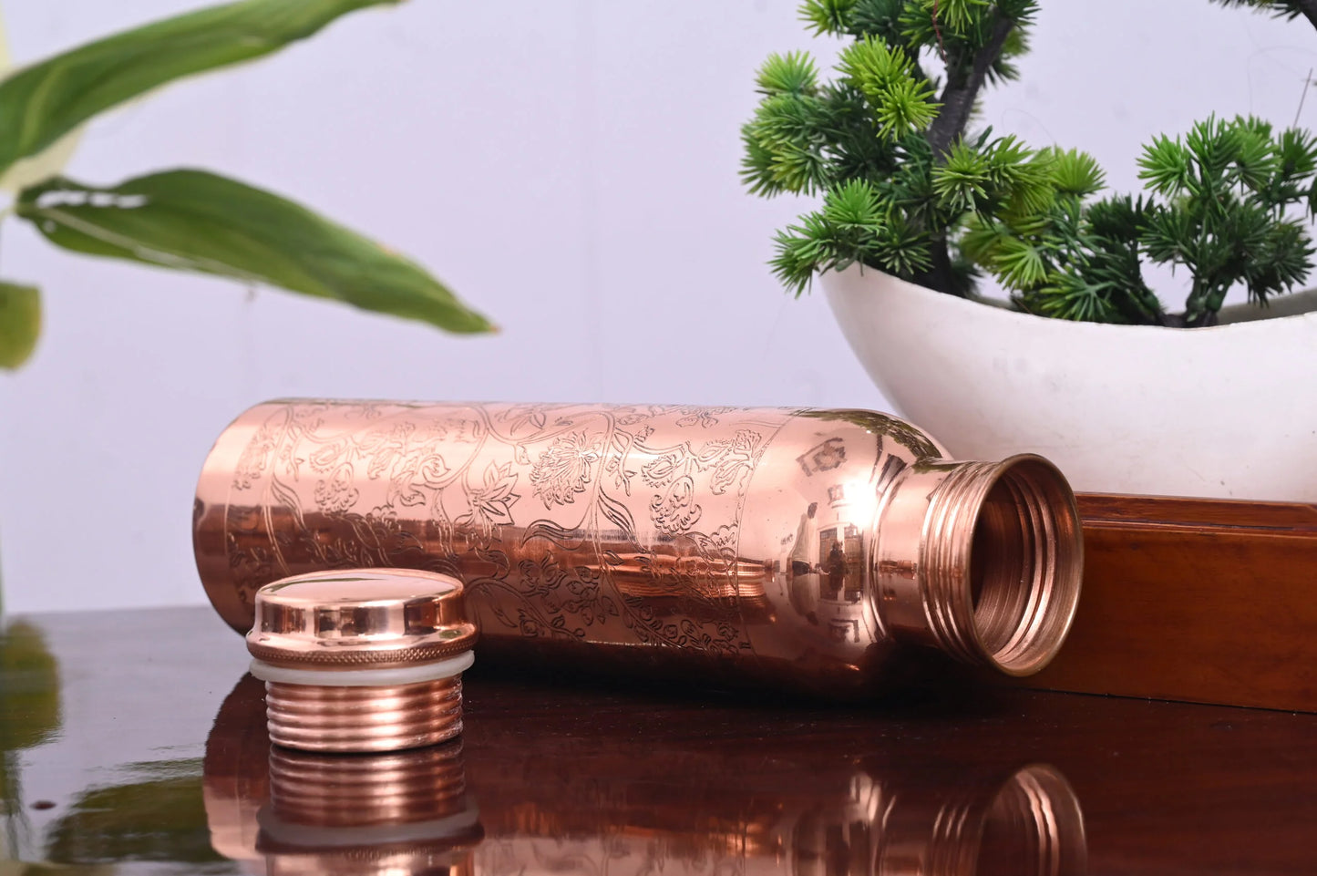 SAINORA Classic Pure Copper Bottle – Mirror Etching 1000 ml Bottle (Pack of 1, Copper, water bottle)