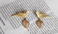 Brass Handmade Mother of Pearl Bird Earring