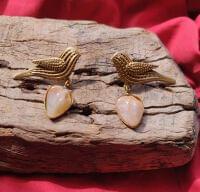 Brass Handmade Mother of Pearl Bird Earring