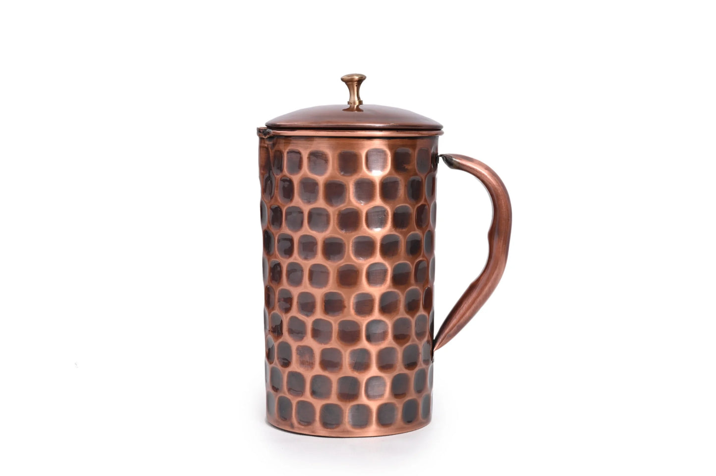 SAINORA  Pure Copper Mirror-Silver Touch Jug, Pitcher with Brass Knob on Lid, Serve ware, Drinkware – 1000ml