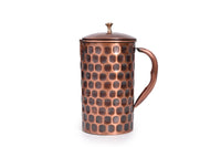 SAINORA  Pure Copper Mirror-Silver Touch Jug, Pitcher with Brass Knob on Lid, Serve ware, Drinkware – 1000ml