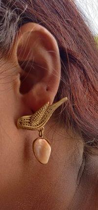 Brass Handmade Mother of Pearl Bird Earring