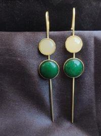 Mother of Pearl and Rezin Stone Brass Earcuf