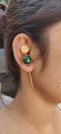 Mother of Pearl and Rezin Stone Brass Earcuf