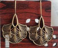 Handmade Brass Floral Leaf Design Hook Earring