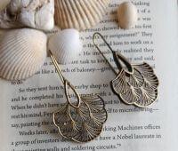 Handmade Brass Floral Leaf Design Hook Earring