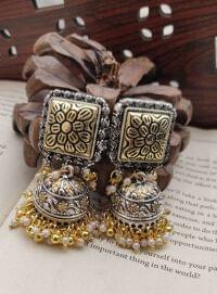 German Silver Dual Tone Earring