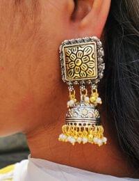 German Silver Dual Tone Earring