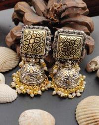 German Silver Dual Tone Earring