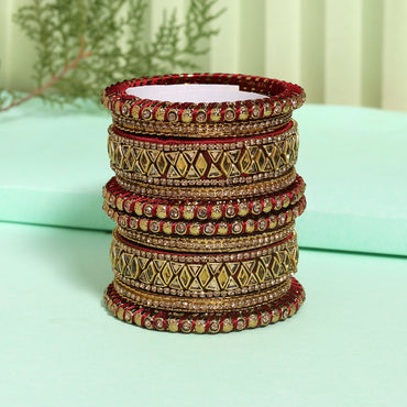 Maroon Color Thread Bangle Set: 2.10