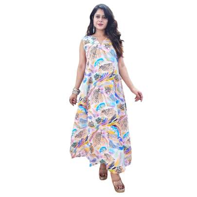 Animal Floral Printed Sleeveless Dress
