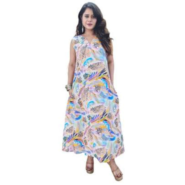 Animal Floral Printed Sleeveless Dress