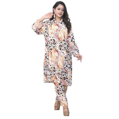 Animal Print Kurta and Pant Co ord Set