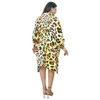 Animal Print Shirt Style Kaftan Yellow