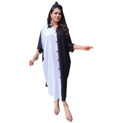 Black White Half Half Style Kaftan