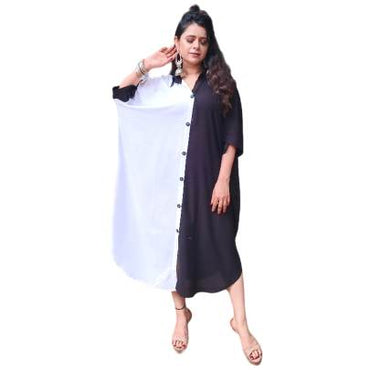 Black White Half Half Style Kaftan