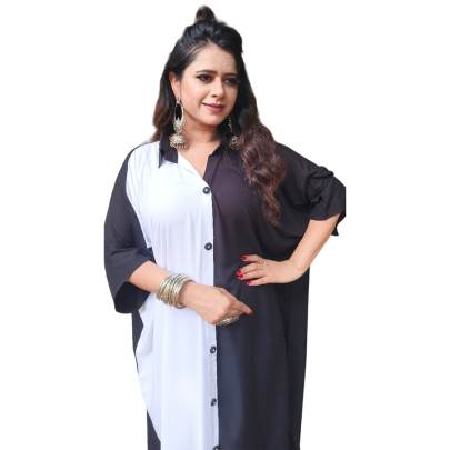Black White Half Half Style Kaftan
